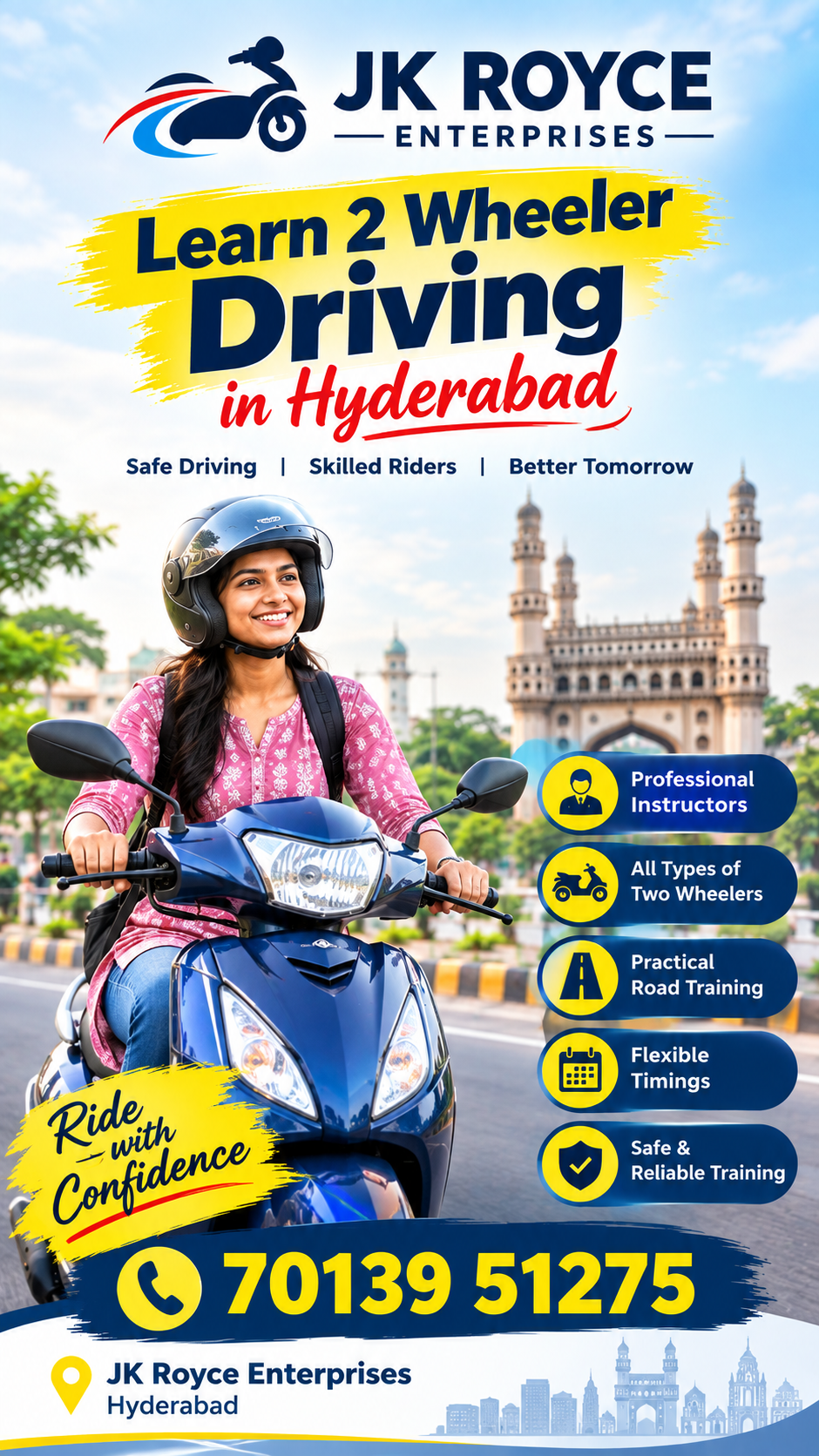 Learn 2 wheeler Driving near hyderabad locations